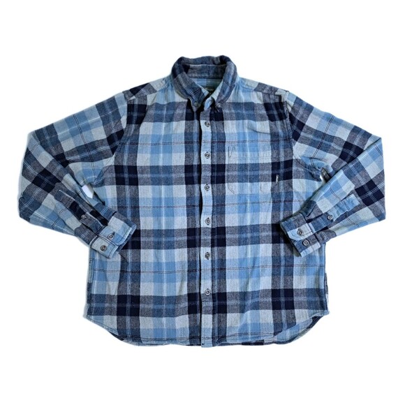 Eddie Bauer Men's Medium Flannel Plaid Button Up Shirt Red Blue Gray Lumberjack - Picture 1 of 8